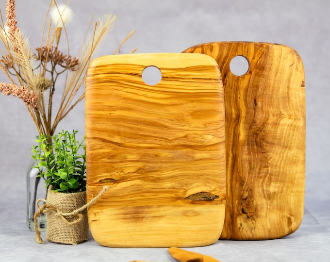 Olive Wood Cutting Board Set- Chopping Board - Bread Board - Rustic Cheeseboard - Olive Wood Serving Board Set