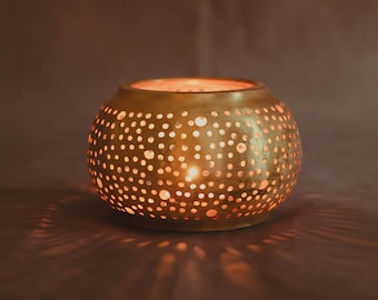 Moroccan Tealight Wax Candle Holder - Handmade Brass Decor Tea Light Holder - Engagement Gifts - Tea Light Holder