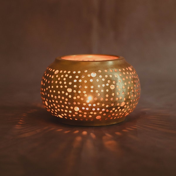 Moroccan Tealight Wax Candle Holder - Handmade Brass Decor Tea Light Holder - Engagement Gifts - Tea Light Holder