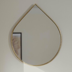 Brass Mirror, Modern Mirror Decor, Unique Mirror for Bathroom, Aesthetic Mirror Home Design, Gold Frame Wall Mirror, Mirror for Vanity