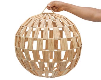 Handmade Raffia Pendant Light - Moroccan Ball Suspension Raffia Lampshade