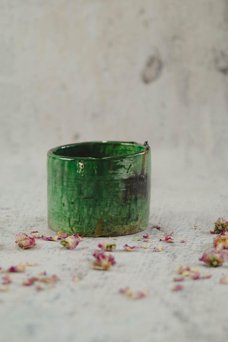Moroccan vintage tamegroute planter pot handmade glazed pottery pot ceramic indoor plant indoor planters tamegroute pottery