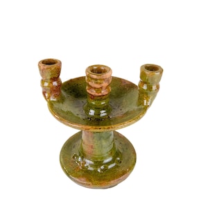 Moroccan Vintage Tamegroute Shaded Candlestick Holder, Handmade Ceramic Candleholders, Home Decor