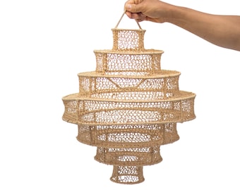 Handmade Raffia Pendant Light: Moroccan Home Decor Lampshade