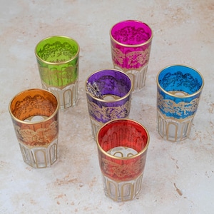 Hand-Painted Moroccan Tea Glasses: Bellar Glassware Set of 6