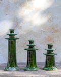Handmade Tamegroute Green Candle Holder Set: Moroccan Ceramic Candlesticks
