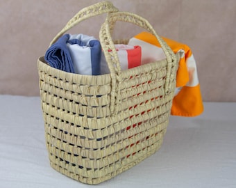 Handwoven Palm Leaf Beach Bag: French Market Basket