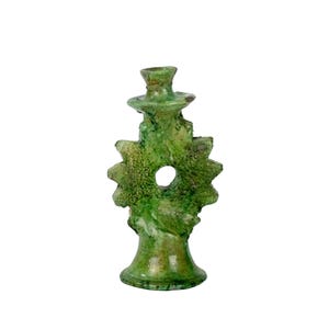 Handmade Moroccan Vintage Tamegroute Shaded Green Candlestick Holder, Home Decor, Christmas Gift