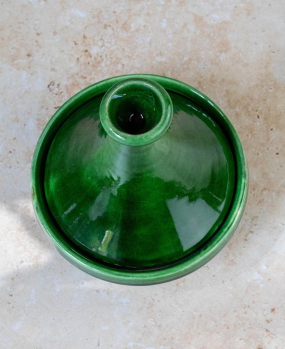 Mini Moroccan Tagine: Handmade Tamegroute Green Ceramic Serving
