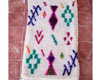 小さなモロッコラグ カラフルなモロッコ アジラル スローラグ、厚くて