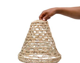 Lámpara colgante de mimbre marroquí, pantalla de paja