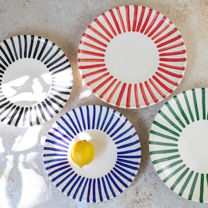 Vajilla de cerámica hecha a mano, regalo de inauguración de la casa, plato combinable, cerámica marroquí, juego de vajilla, platos de cerámica pintados a mano, decoración del hogar