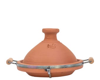 Grande marmite à tajine marocaine : tajine fait main en argile pour 6 à 8 personnes (35 cm)