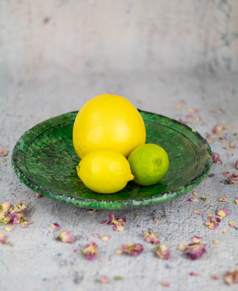 Moroccan Vintage Tamegroute Green Plate, Dinner Plates, Dining