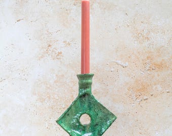 Candelabro de cerámica verde Tamegroute / Decoración de cerámica marroquí