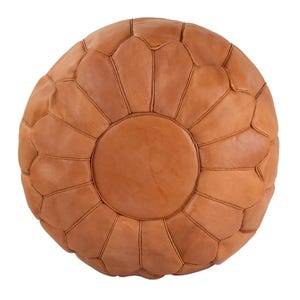Moroccan Leather Pouffe Tan, Handmade Leather Pouf, Moroccan Ottoman Pouf, Moroccan Genuine Leather Pouf, Pouffes, Home Decor, Xmas Gift