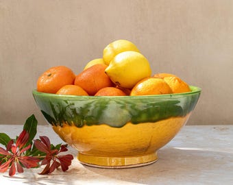 Handmade Moroccan Ceramic Bowl: Large Retro Fruit Salad Bowl