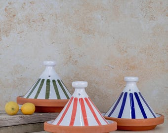 Hand-Painted Moroccan Tagine Cooking Dish, 30cm Terracotta Clay Tajine (Serves 4-6)