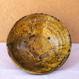 Tamegroute Handmade Bowl | Moroccan Yellow Ochre Ceramic Serving Bowl Rustic Pottery Decor