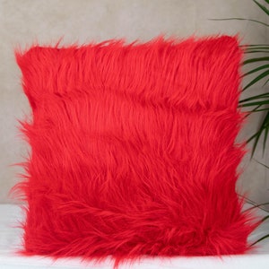 Funda de almohada Boho de piel sintética roja, funda de cojín roja - funda de almohada de cojín de piel sintética, casa de campo, almohadas de lanzamiento