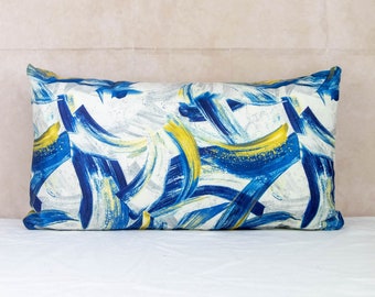 Handmade Moroccan Cushion Cover: Modern Rectangle Pillow Case (60cm x 35cm)