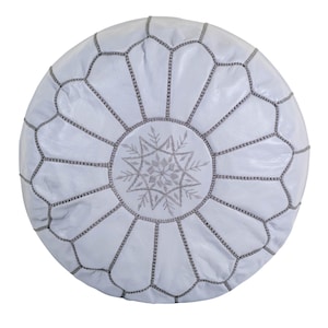 Moroccan Leather Pouffe Grey, Handmade Leather Pouf, Moroccan Ottoman Pouf, Moroccan Genuine Leather Pouf, Pouffes, Housewarming Gift
