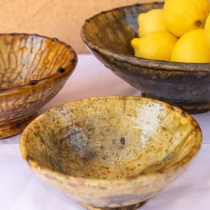 Tamegroute Handmade Bowl | Moroccan Yellow Ochre Ceramic Serving Bowl Rustic Pottery Decor