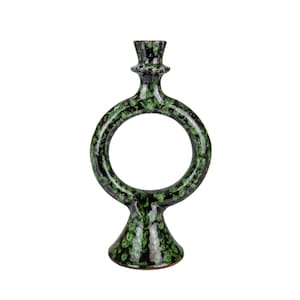 Handmade Moroccan Vintage Tamegroute Shaded Green Candlestick Holder , Home Decor