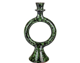 Handmade Moroccan Vintage Tamegroute Shaded Green Candlestick Holder , Home Decor