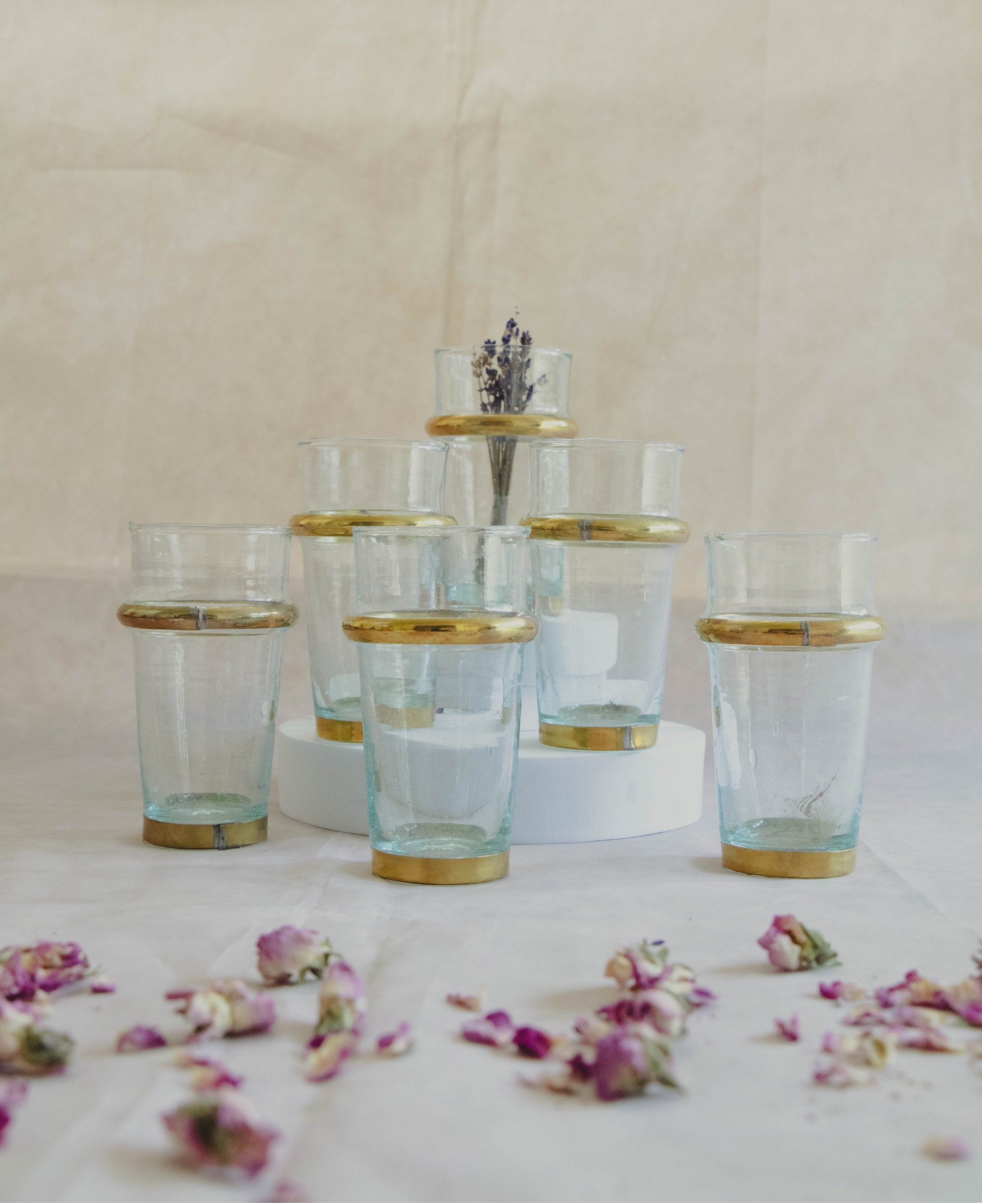 Vtg Green Gold Moroccan Tea Glass Tumbler Cup Arch Floral Design Cheap!