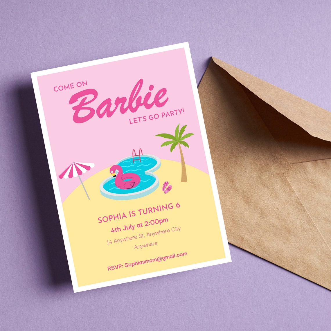 Malibu Barbie Pool Party Invite Barbie Birthday Party - Etsy
