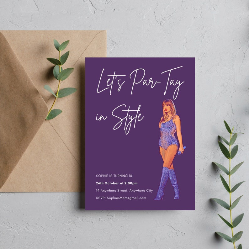 Taylor Swift Invitation Printable T Swift Invite Swiftie - Etsy