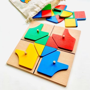 TURN & LEARN WHEELS puzzle wooden toys educational toys color and shapes puzzle