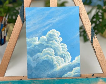 Hellblaue Wolken Acryl SKIZZE (6 "x 20")