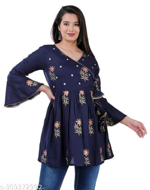 Exclusive Rayon Printed Short Kurti Style Top for Women and Girls ...