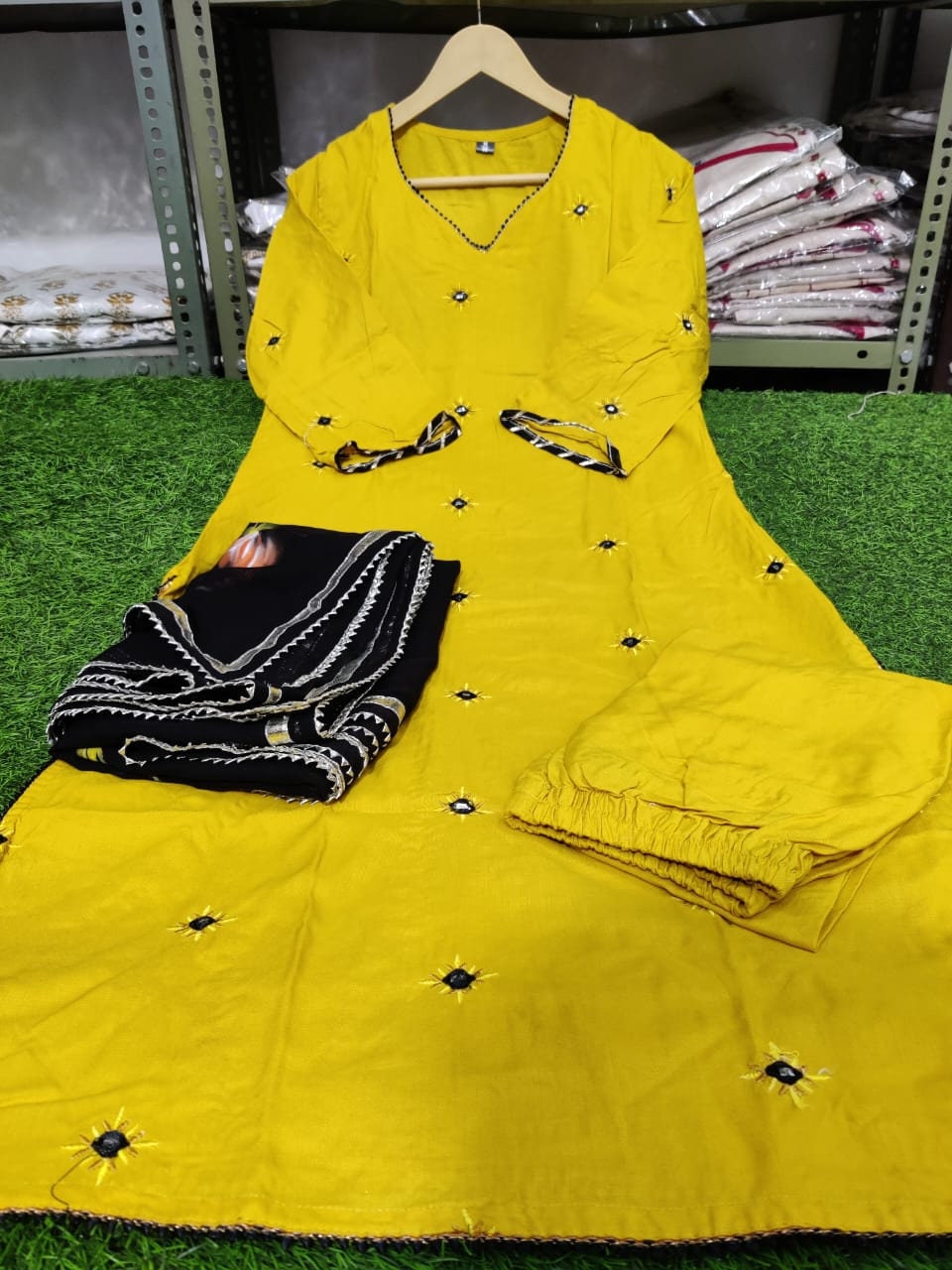 Rayon Cotton Long Straight Embroidery Work Indian Ethnic Kurti Set main image 1