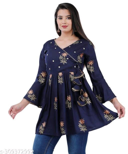 Exclusive Rayon Printed Short Kurti Style Top for Women and Girls ...