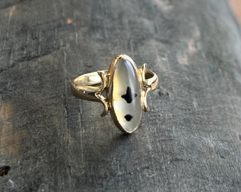 Antique Ring - Victorian Dendritic Agate 10k Gold Ring
