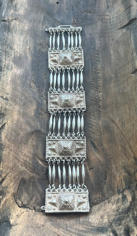 Vintage Bracelet-Silver Plated Bracelet-Multi Str… - image 1