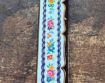 Vintage Stratton of England Comb Gold Plated Floral Enamel Comb Mid Century Vanity Accessory