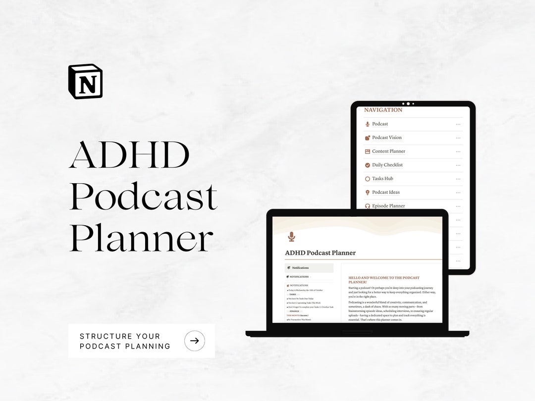 Notion Template Podcast Planner | Podcast Planner | ADHD Podcast ...