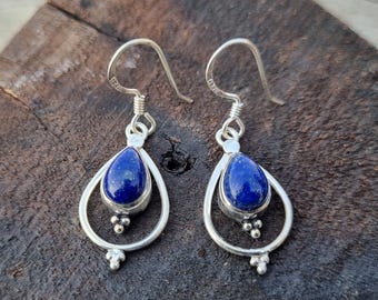 Handmade Lapis Lazuli Sterling Silver Earrings: Gemstone Jewelry