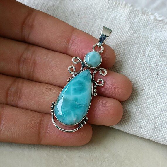 larimarページ Gemstone High Quality Larimar Jewelry Silver Larimar Pendant