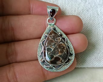 Ammonite Fossil Pendant: Handmade 925 Sterling Silver Jewelry