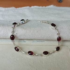 Handmade Garnet Bracelet: 925 Sterling Silver Gemstone Jewelry