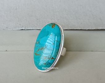 Handmade Kingman Turquoise Ring: Sterling Silver Wedding Jewelry