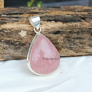 Rose Quartz Pendant,925 Sterling Silver Pendant Women Pendant Wedding Jewelry Rose Quartz Jewelry,Christmas Gift, Rose Quartz Necklace