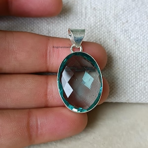 Aquamarine Pendant , 925 Sterling Silver Pendant , Handmade Pendant , Aquamarine Jewelry , Silver Pendant Wedding Jewelry , Christmas Gifts
