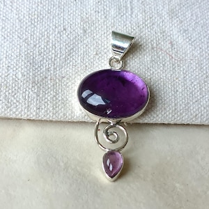 Purple Amethyst 925 Sterling Silver Pendant Necklace