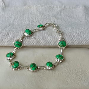Handmade Green Copper Turquoise Bracelet: Sterling Silver Jewelry
